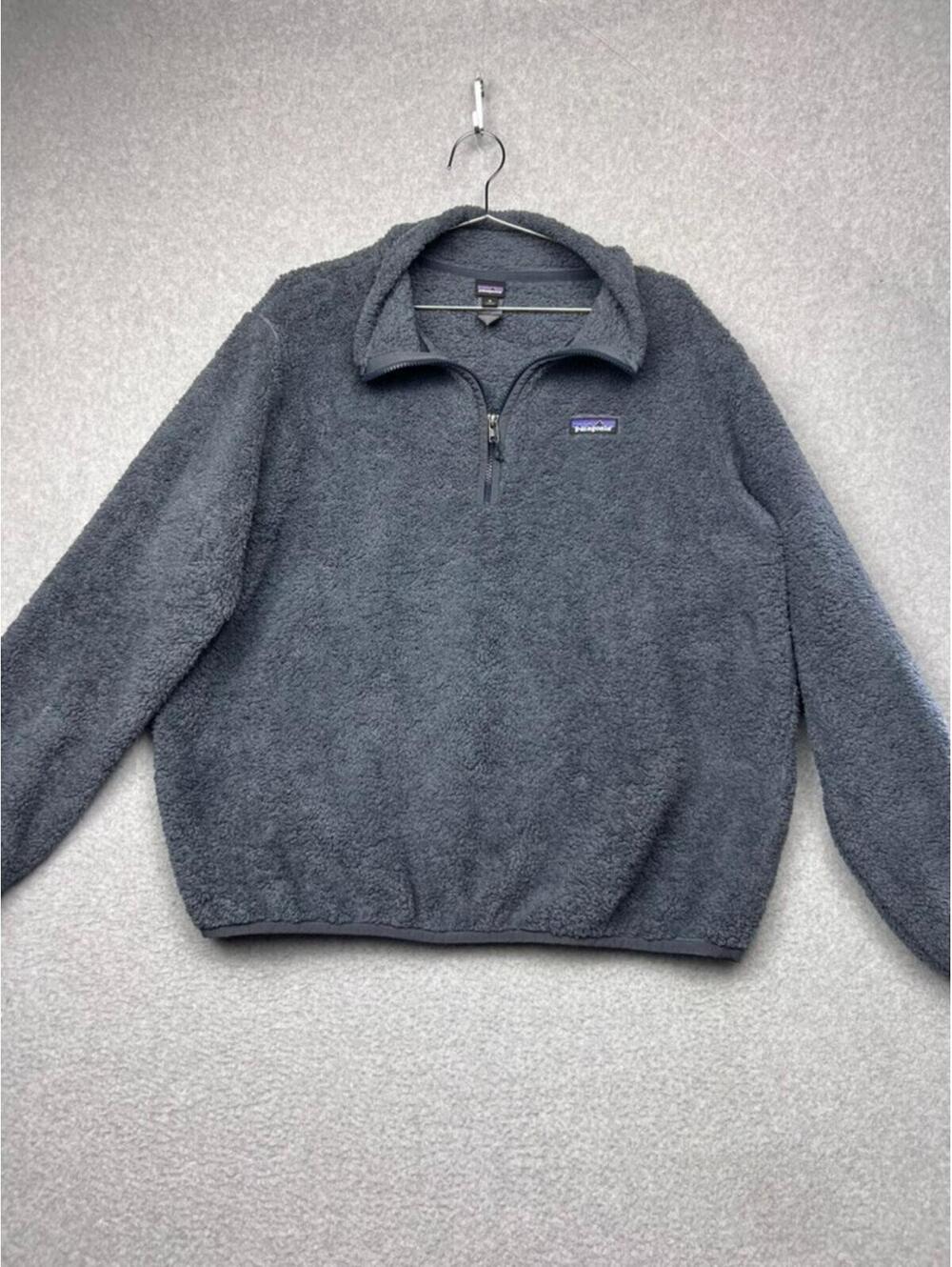 Patagonia Los Gatos 1/4 Zip Fleece SMDB Smolder Blue Gray Women XL Sherpa Cozy